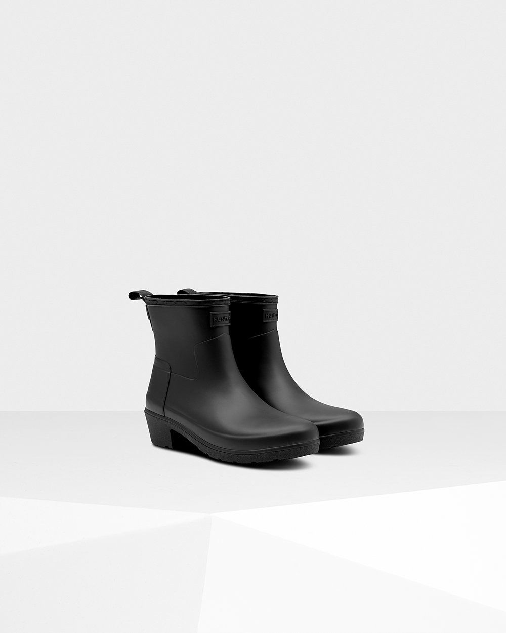 Botas de Tacon Hunter Mujer - Refined Slim Fit Bajos Ankle - Negros - RYWCSQE-64